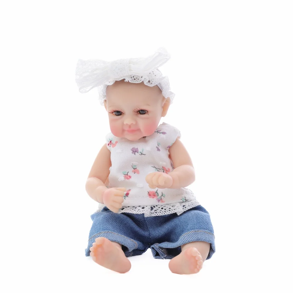 Cloveray 8 inch Mini Full Body Silicone Realistic Reborn Baby Doll Super Soft Solid Silicone Doll High Quality Original Kid Gift