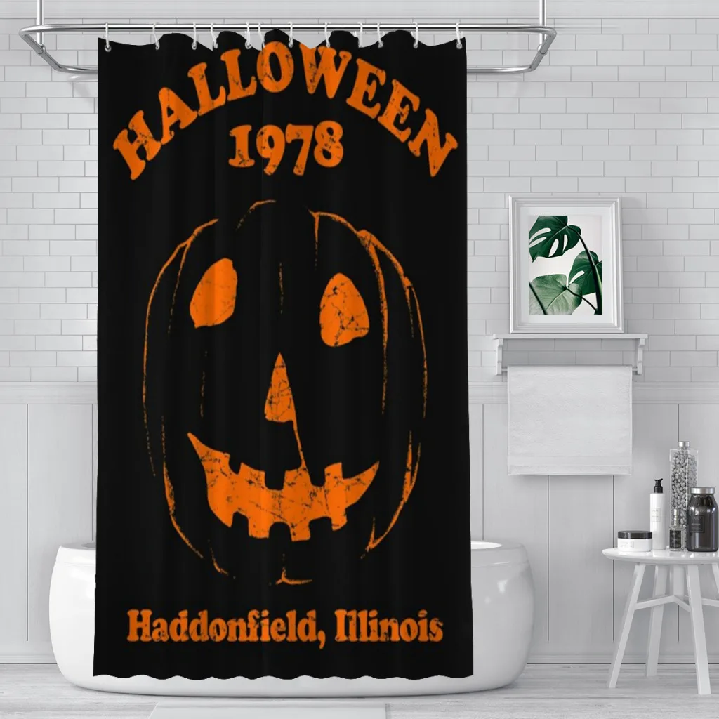 

Halloween Decorations Halloween 1978 Holiday Spooky Myers Pumpkin Haddonfield Shower Curtain for Bathroom Decoration