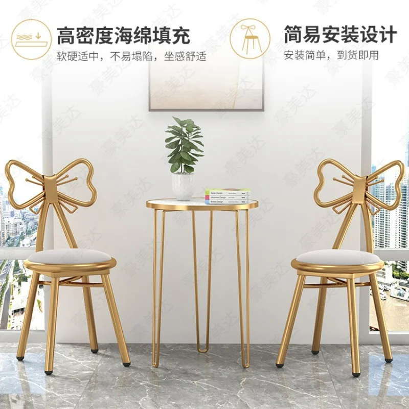 

Simple Modern Light Luxury Butterfly Chair Makeup Dressing Table Stool Nordic Girl Backrest Nail Chair Vanity Chair