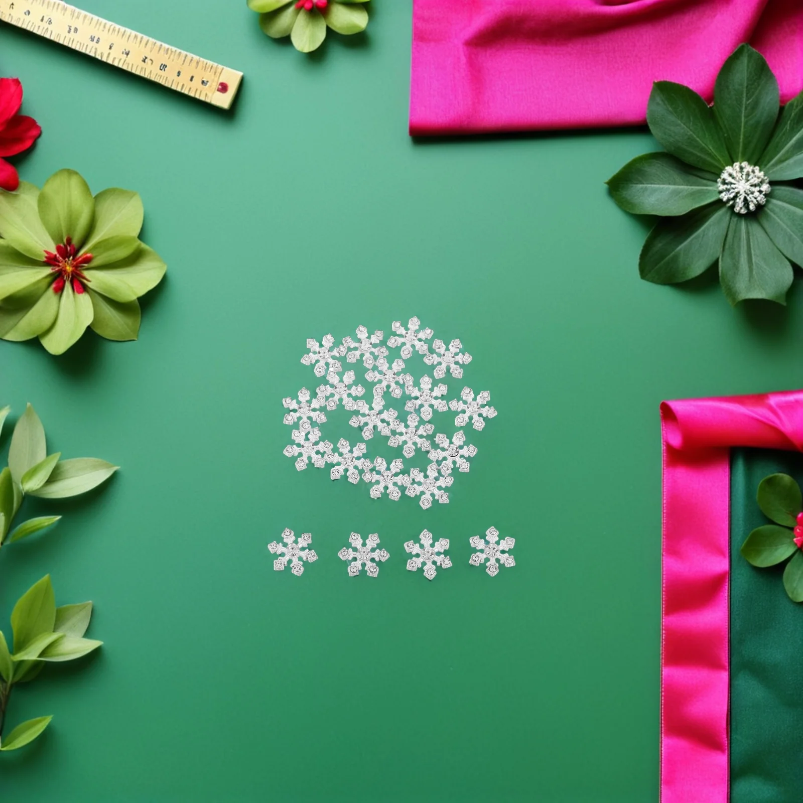 

20pcs Alloy Rhinestone Snowflakes Mini Metal Ornaments For Christmas Diy Craft Embellishments Scrapbooking Nail Art Winter Party