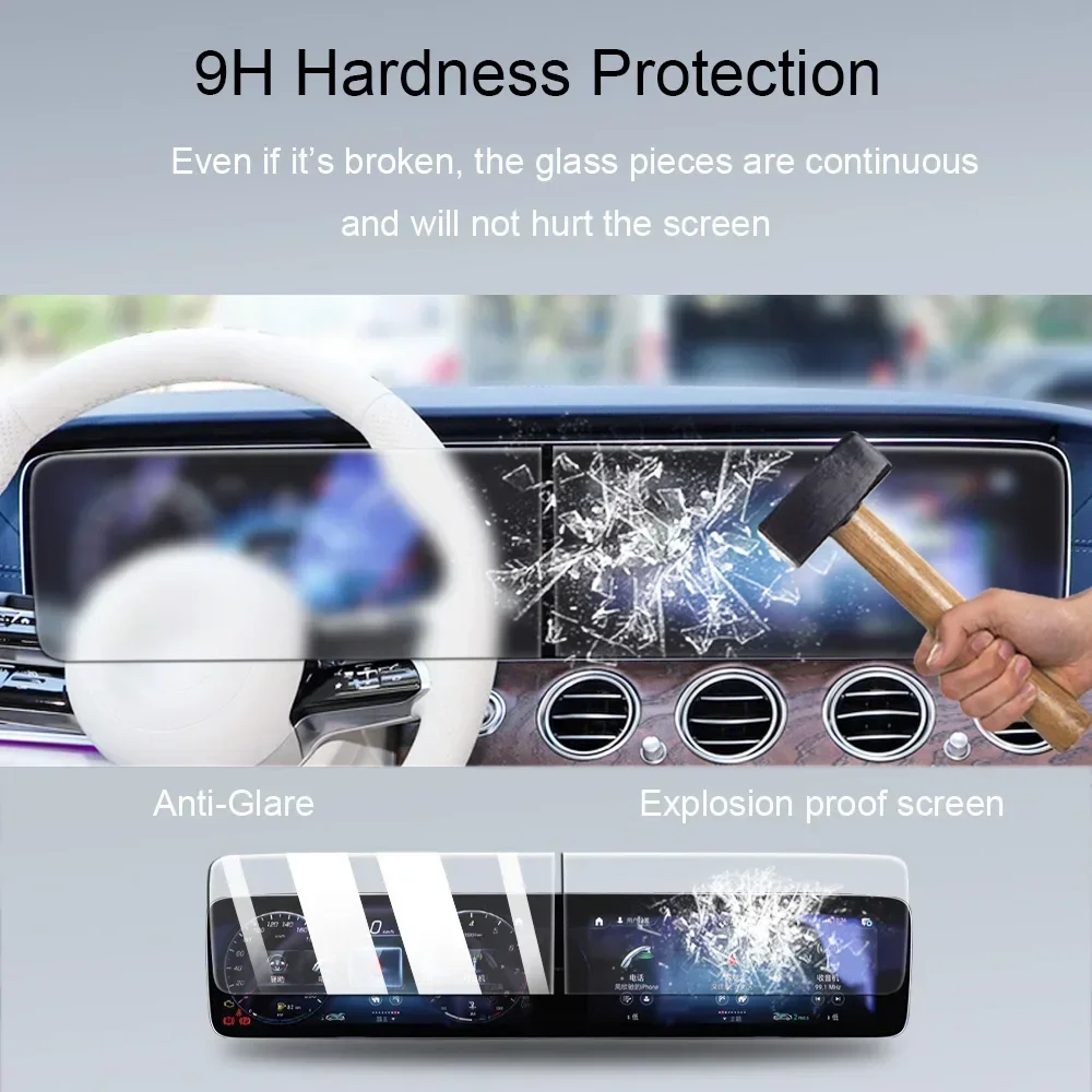 لمرسيدس بنز EQC 2021-2025 شاشة LCD للسيارة مضادة لبصمات الأصابع وهج 9H الزجاج المقسى لتحديد المواقع والملاحة واقي للشاشة #3