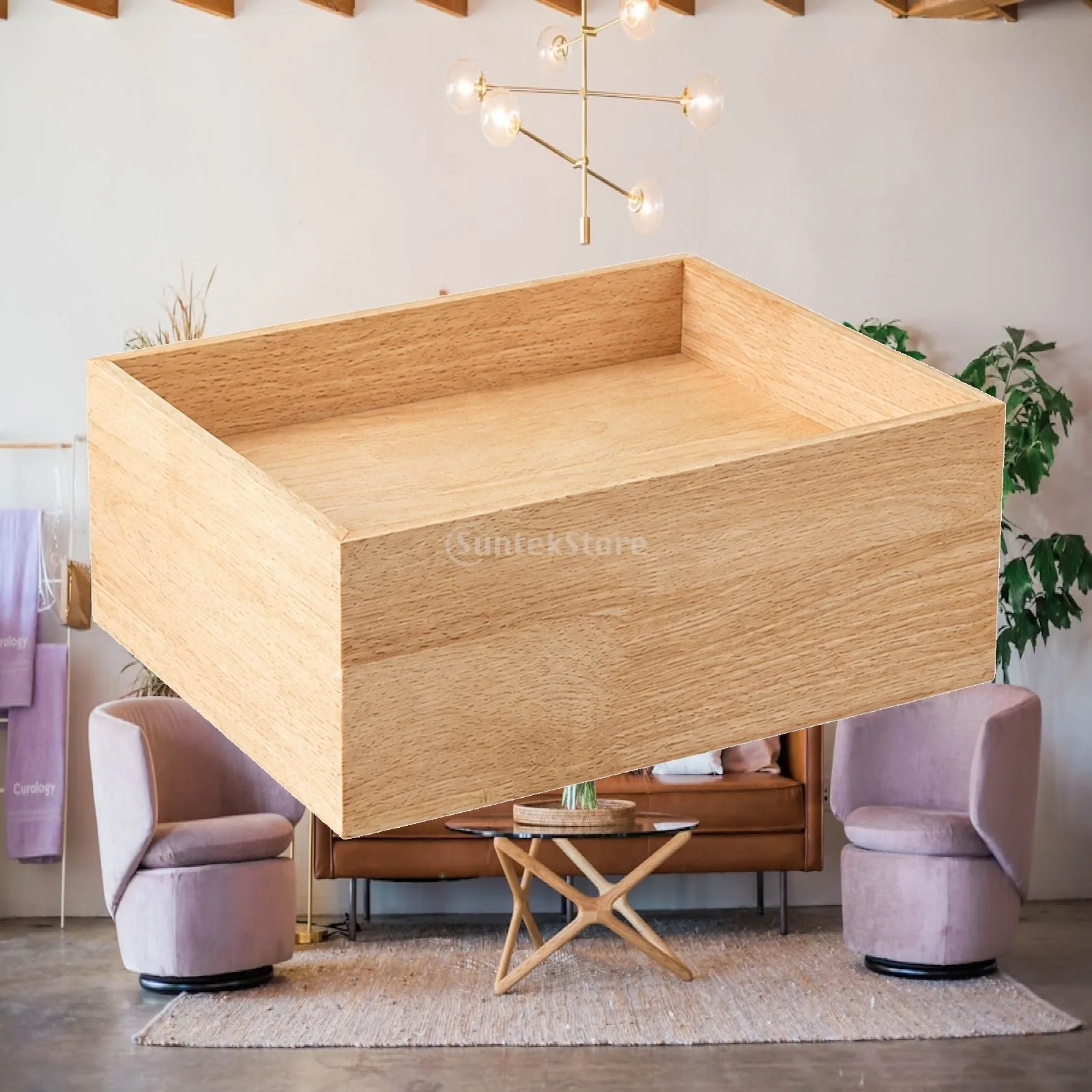 Open Top Wooden Display Stand Buffet Basket for Bakery Catering Events and Home Entertaining