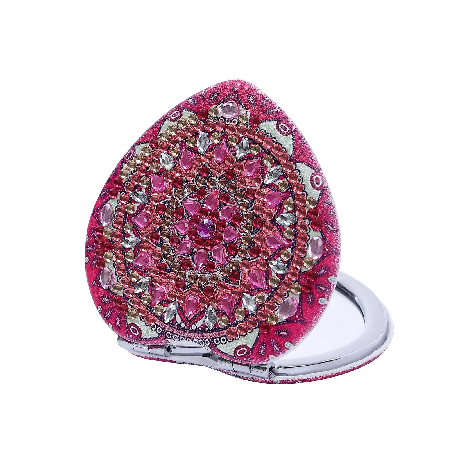 1 قطعة/مجموعة DIY ماندالا الماس الفن المدمجة مرآة جلدية المحمولة مرآة قابلة للطي عدة مرآة جيب للبالغين أدوات ماكياج