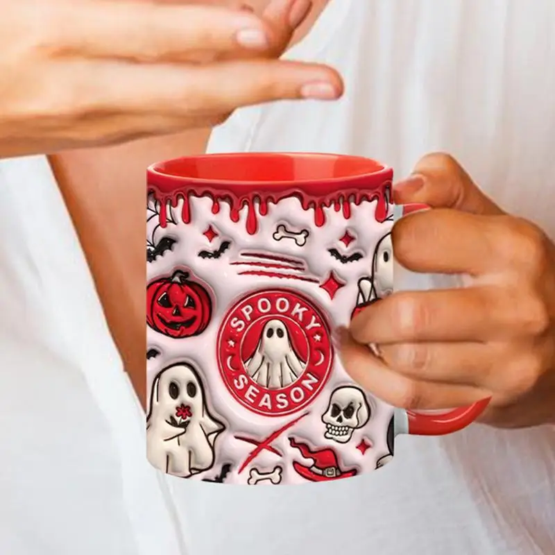 350ml Halloween ghost design Ceramic Ghost Mug Ghost Drinking Cup Ceramic Espresso Cup Spooky Tea Mug Breakfast Milk Cup