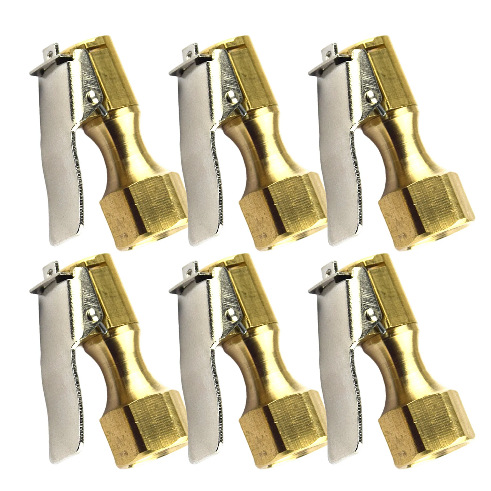 6Pcs Quick Connect Air Chuck Brass Locking Tire Inflator No Leakage Heavy Duty Nozzle for Vehicle Pressure Gauge Tool