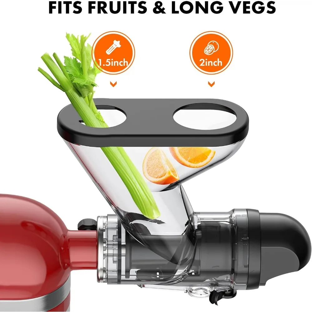 Masticating Juicer Attachment for Stand Mixer,Cold Press Juicer Machine, Slow Masticating Juicer Attachment with Dual Feed Chute