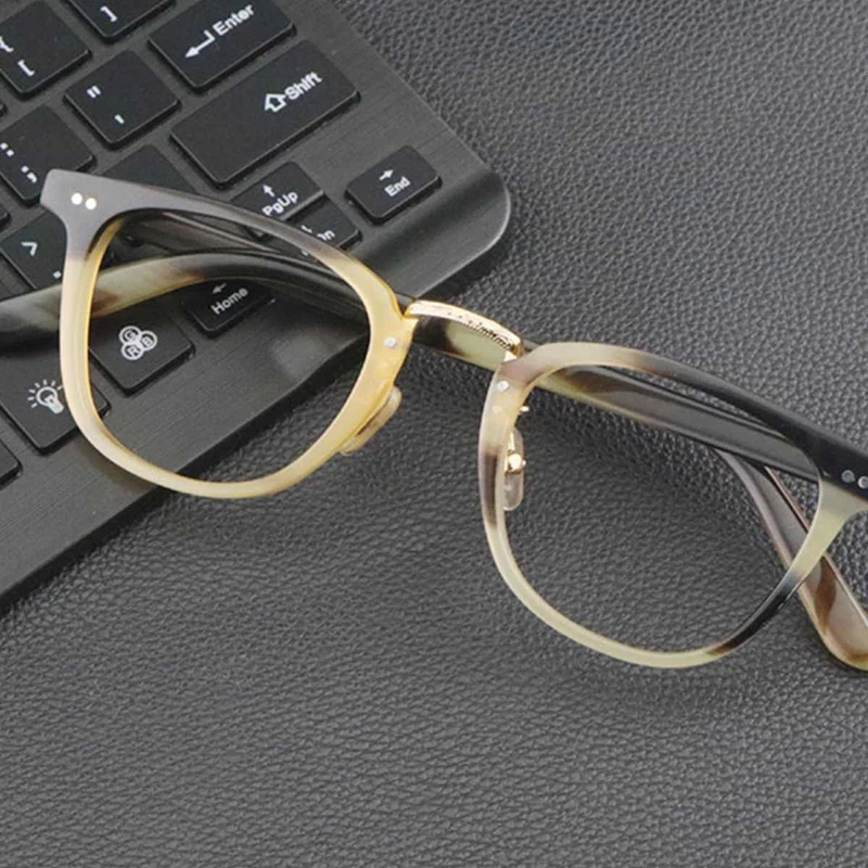 Japanese engraved retro men natural buffalo horn frame ladies fashion myopia prescription optical glasses for presbyopia