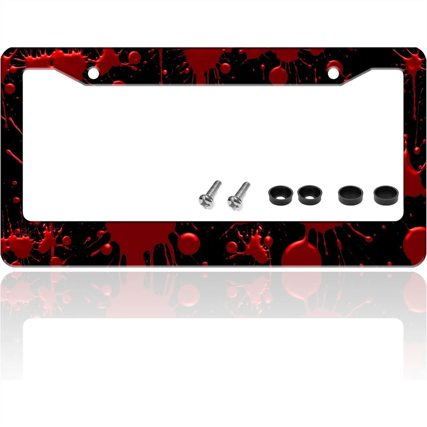 

Red Blood Drop License Plate Frame for Front or Rear Car Tags, Stainless Steel with Screws, 6.3 x 12.2 Inch