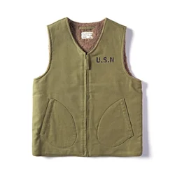 Endeavour&Bloom WWII USN N-1 Deck Vest Wool Lining Sleeveless Jacket Waistcoat