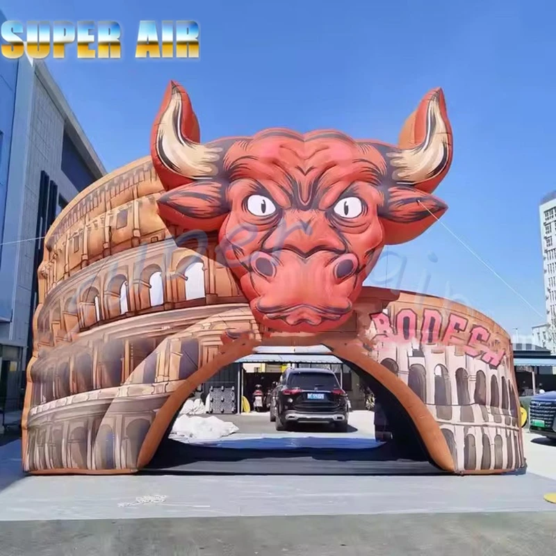 Maßgeschneidertes 8 m breites riesiges aufblasbares Stierkampf-Arena-Zelt für den Außenbereich zur Vermietung