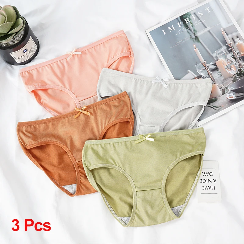 3PCS Panties Sexy Women Underwear Briefs Seamless Friendly Comfortable Female Underpants Intimates Low-Rise Lingerie