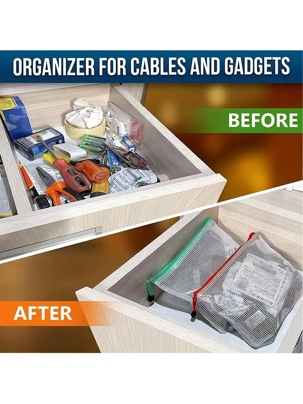 Bolsas versáteis à prova d'água com zíper, organizadores transparentes de vários tamanhos com zíperes coloridos para viagens, escola e casa