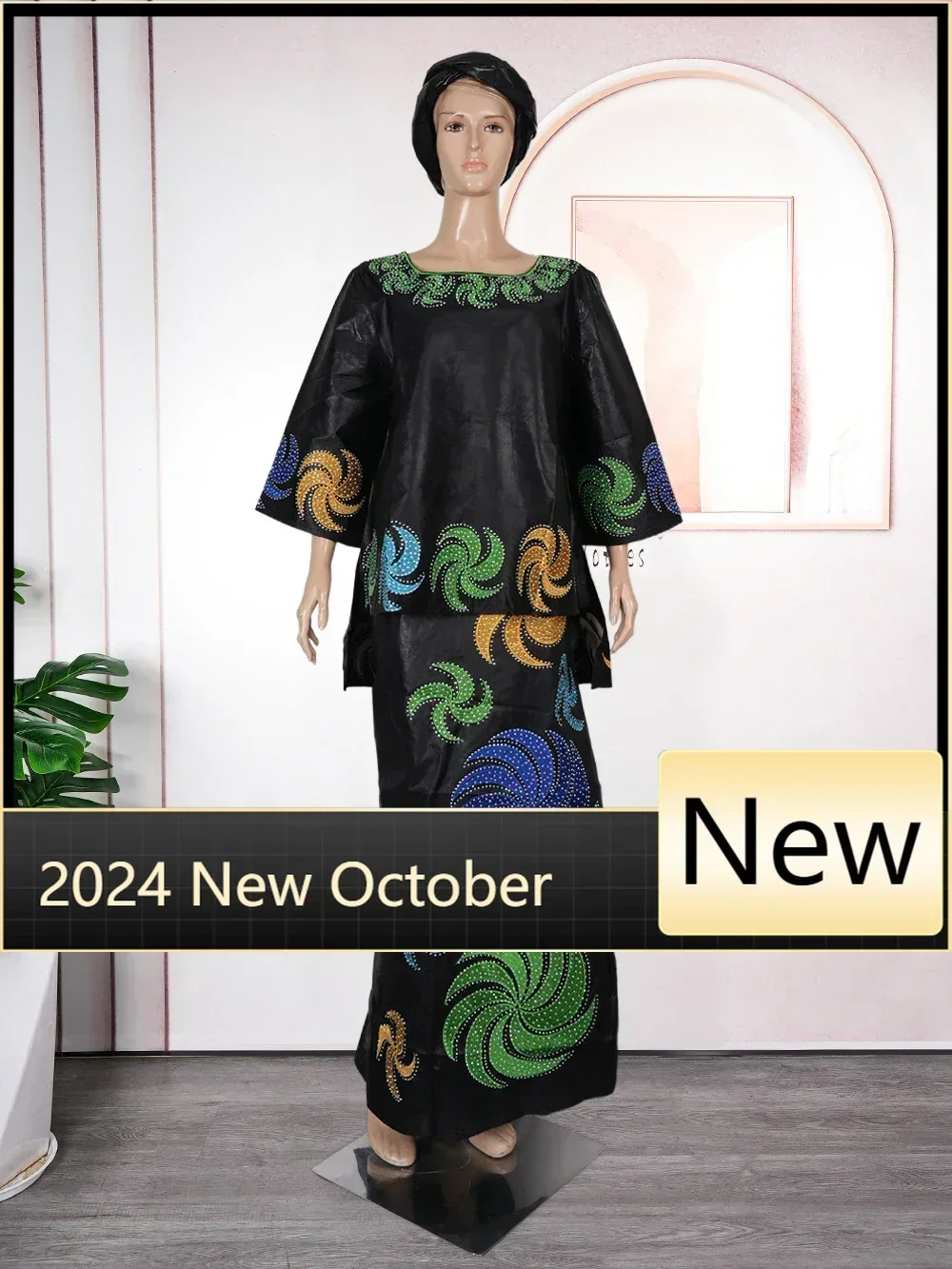 

Customized Plus Size African Clothes for Women 2024 New Dashiki Ankara Evening Gown Bazin Wedding Party Long Dresses with Headsc