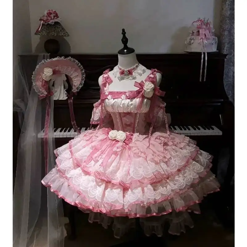 New Pink Straps Lolita Evening Dress Woman Princess Dress Coming-of-age Ceremony Student Birthday Party Further Education Girl view 4