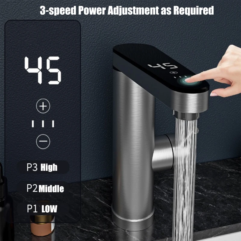 Fast Hot Water Faucet Heater 3s Instant Kitchen Faucet with Led Digital Display Stainless Steel Touch Screen