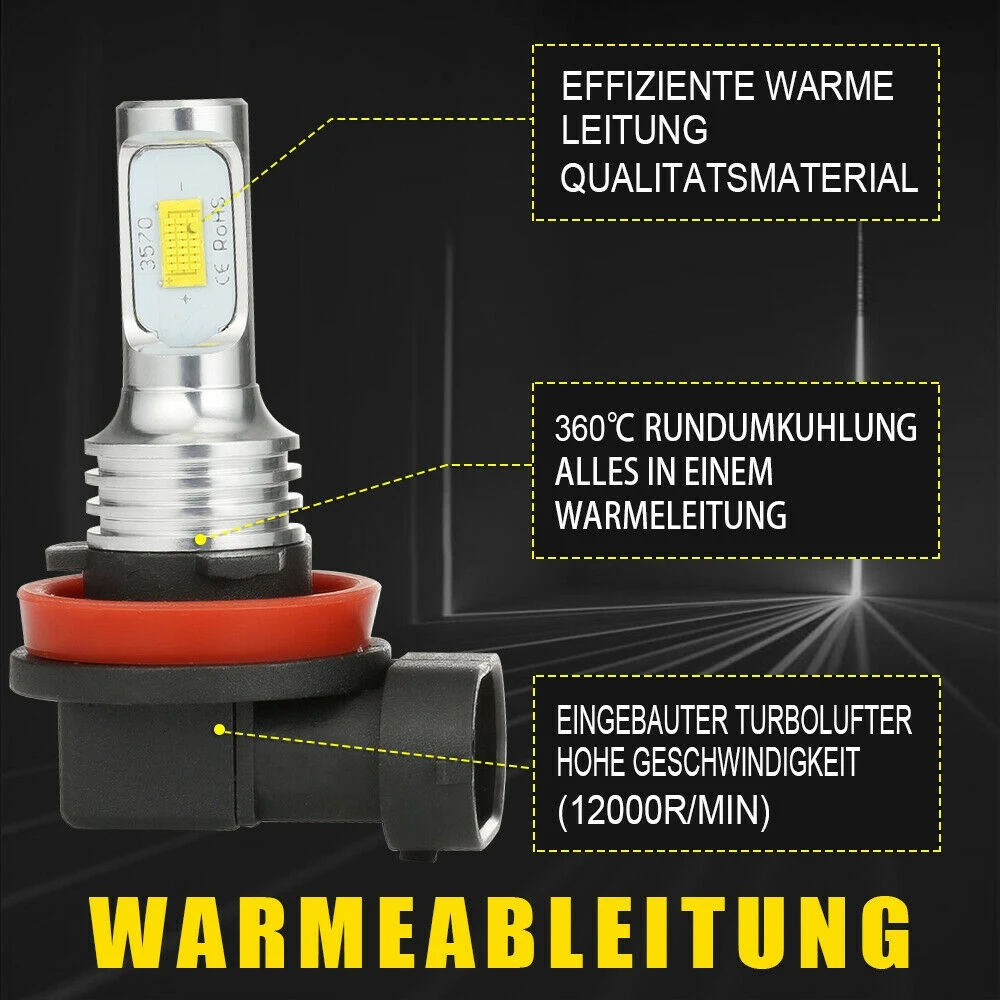 Kit d'ampoules de conversion de phares antibrouillard LED jaunes, H11, H8, H16, 80W, 4000LM, 3000K