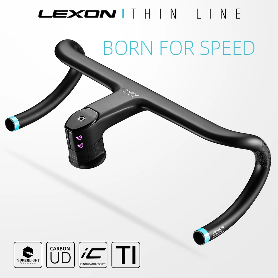 LEXON THIN LINE　カーボン一体型ハンドル　マウント付き 超軽量カーボンロードバイクハンドルバー 28.6mm