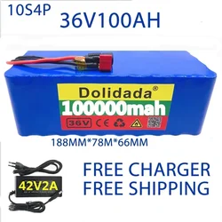 36V battery 10S4P 100Ah battery pack 1000W high-power battery 42V 100000mAh electric vehicle BMS+42V2A charger