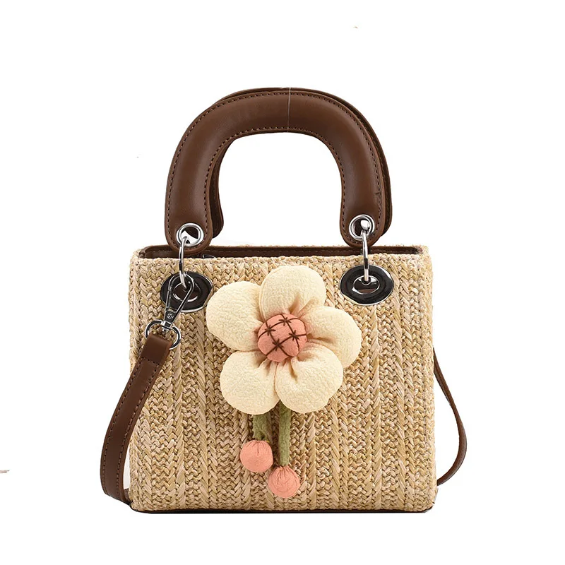 

Woven straw bag women's 2025 new niche design high-end messenger bag seaside popular portable Princess Diana bag