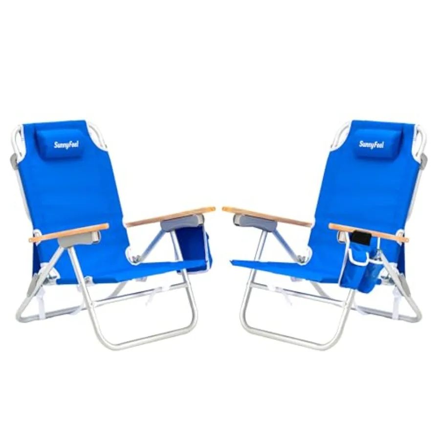 

Складное пляжное кресло с низкой спинкой, алюминиевое, усиленное, с 5 положениями регулировки, портативное кресло для кемпинга для взрослых с деревянными подлокотниками