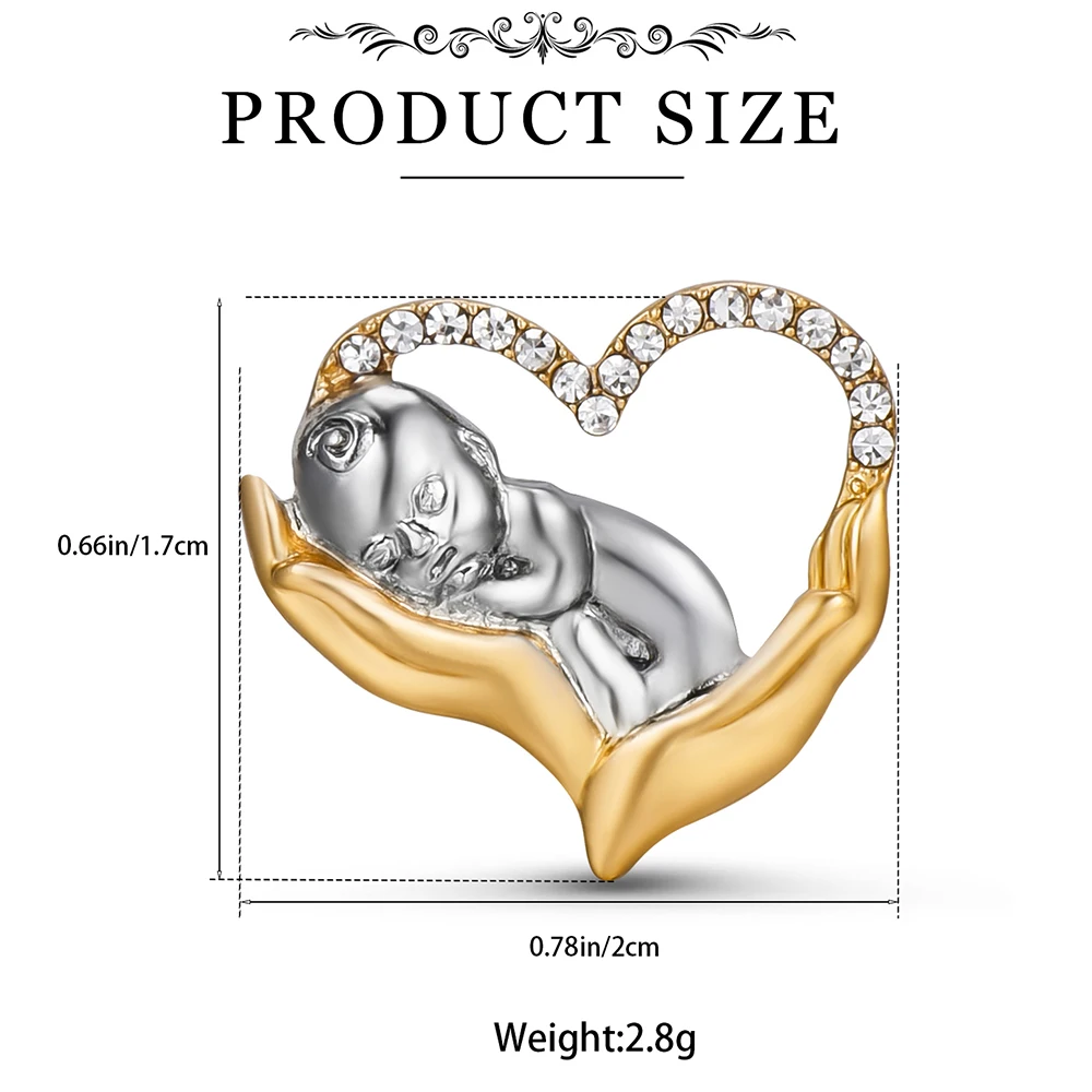 DCARZZ Medicine Newborn Heart Brooch Pin with Crystal Luxury Obstetrics Jewelry Lapel Badge for Obstetrician Midwife Doctor