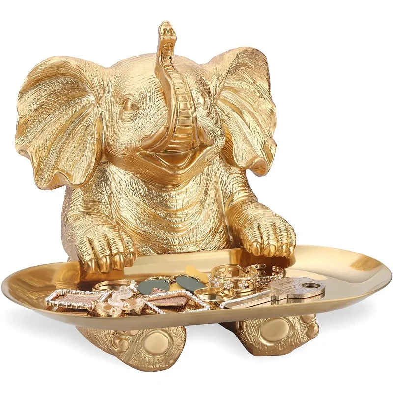 

Handmade high-quality resin animal statue home decoration golden elephant statue