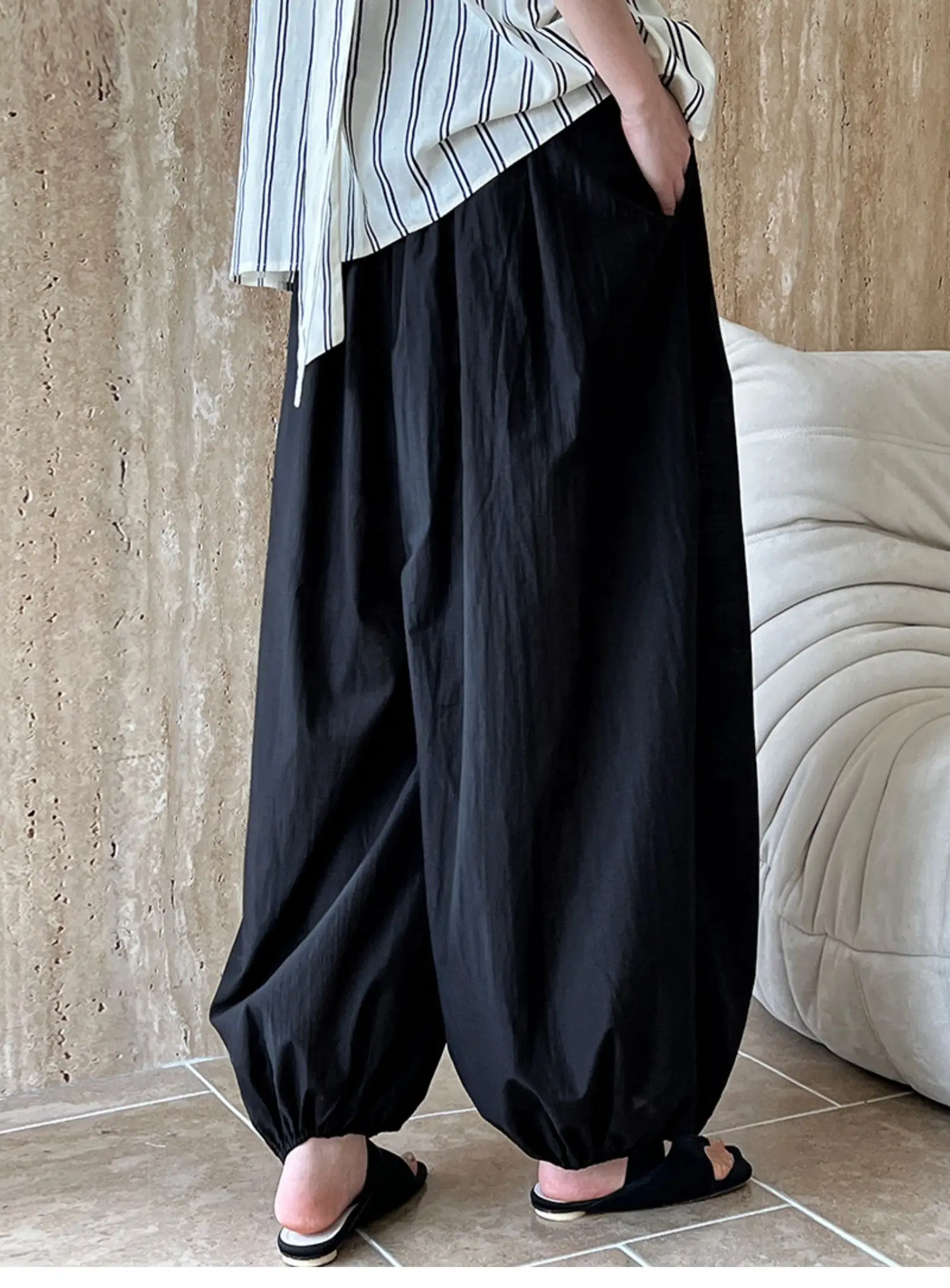 TANNT Women Pant Capris 2025 Spring Fashion High Waist Loose Casual Solid Black White Bloomers All Match Long Female Trousers