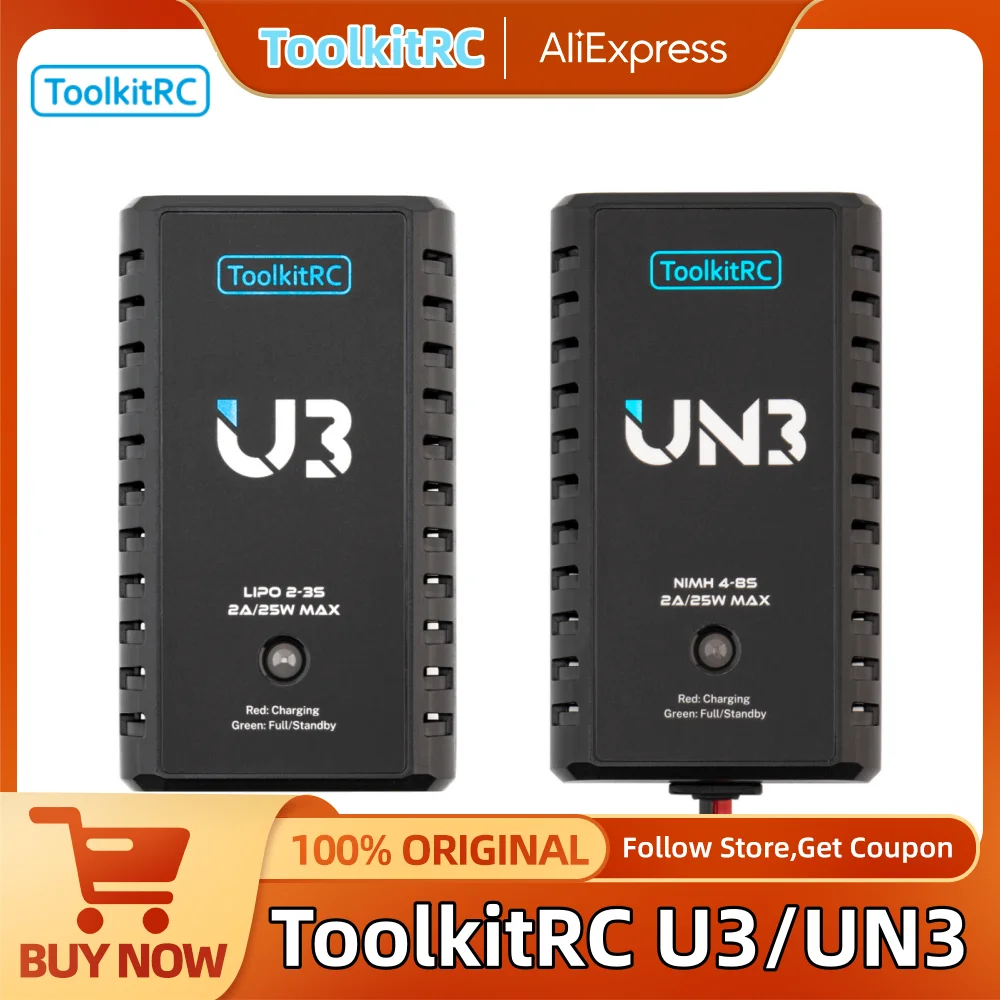ToolkitRC U3 2-3S USB-C LiPo LiPo Charger UN3 4-8S USB-C NiMh Battery Charger 2A 25W Balance Port Direct Charge For RC Model