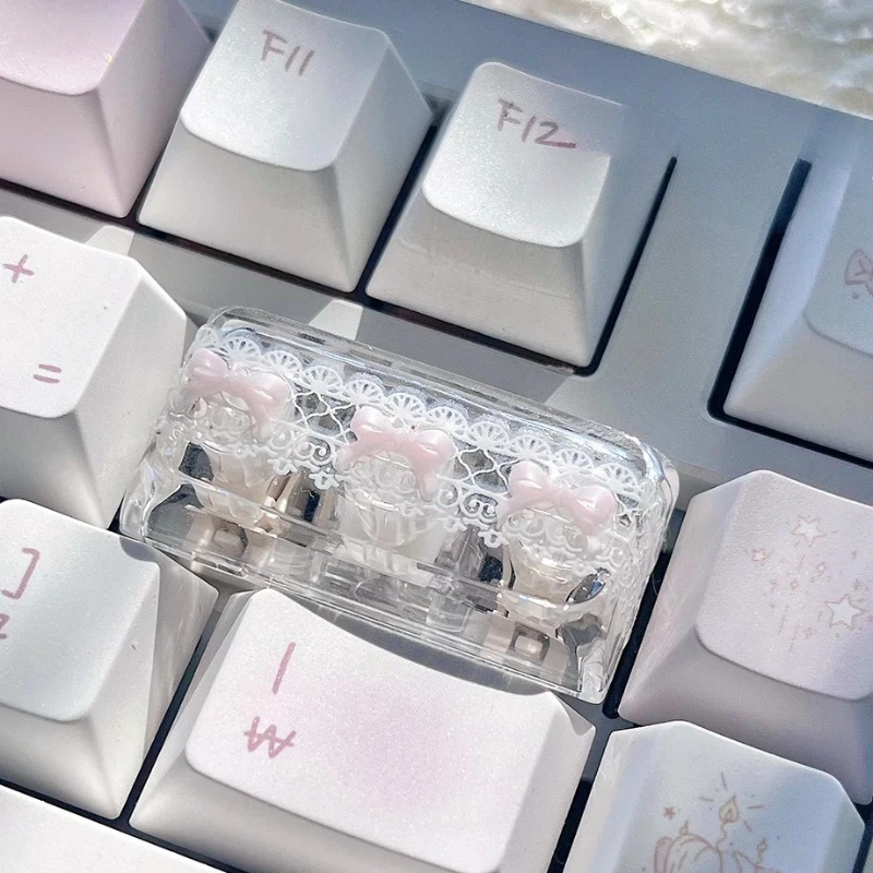 Lace Bowknot Theme Keycaps Set XDA Profile Resin Custom Original Handmade Semi-transparent Keycaps for Keyboard Accessories DIY