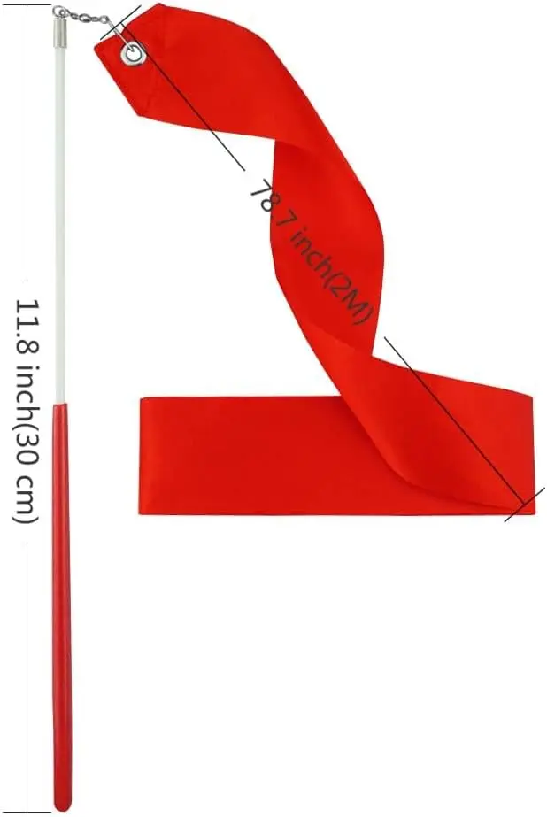 Красные танцевальные ленты, ленты для художественной гимнастики, танцевальные растяжки для дубинки, вращающиеся палочки, тренировочные принадлежности для художественных танцев, 2 шт.