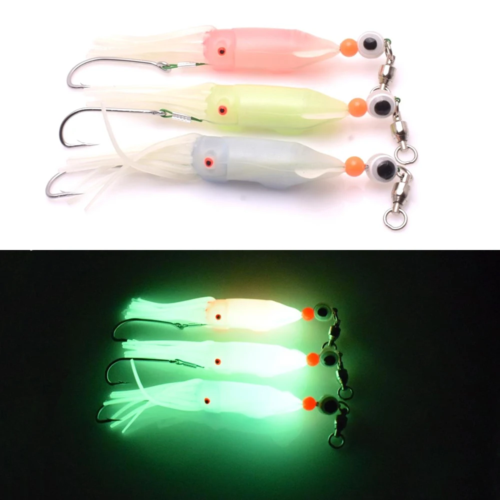 1 Stück weicher Tintenfischköder, Angelköder, leuchtender Tintenfisch, verwendet als Schwingköder für Tiefsee-Fischerboote