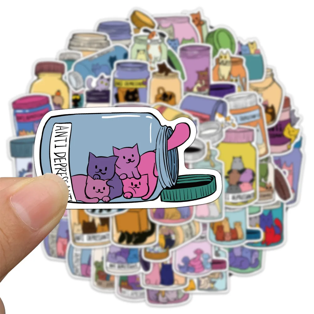 Pegatina de gato bonito para nevera, guitarra, portátil, motocicleta, equipaje, ordenador portátil, teléfono, decoración de guitarra, álbum de recortes, pegatinas Gif Kawaii, 10/50 piezas