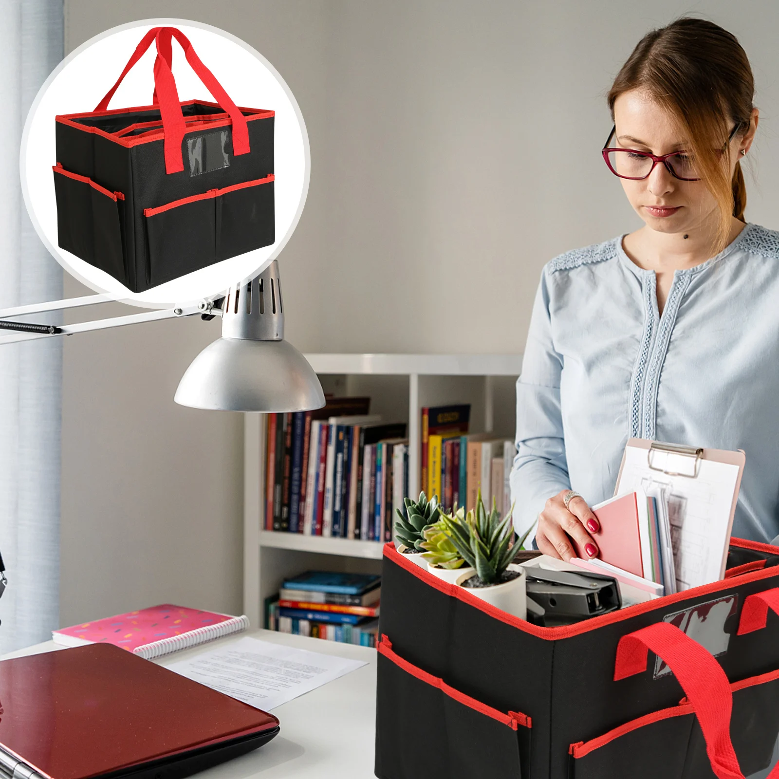 

1Pcs File Teaching Aid Foldable Tote Bag Large Capacity Teacher Document Carrier Stationery Organizer Teaching Supplies Storage