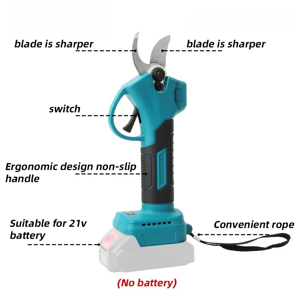 Portable Electric Pruning Shears, 21V Battery Powered (Battery Not Included) Brushless Branch Cutter for Gardening & Orchard