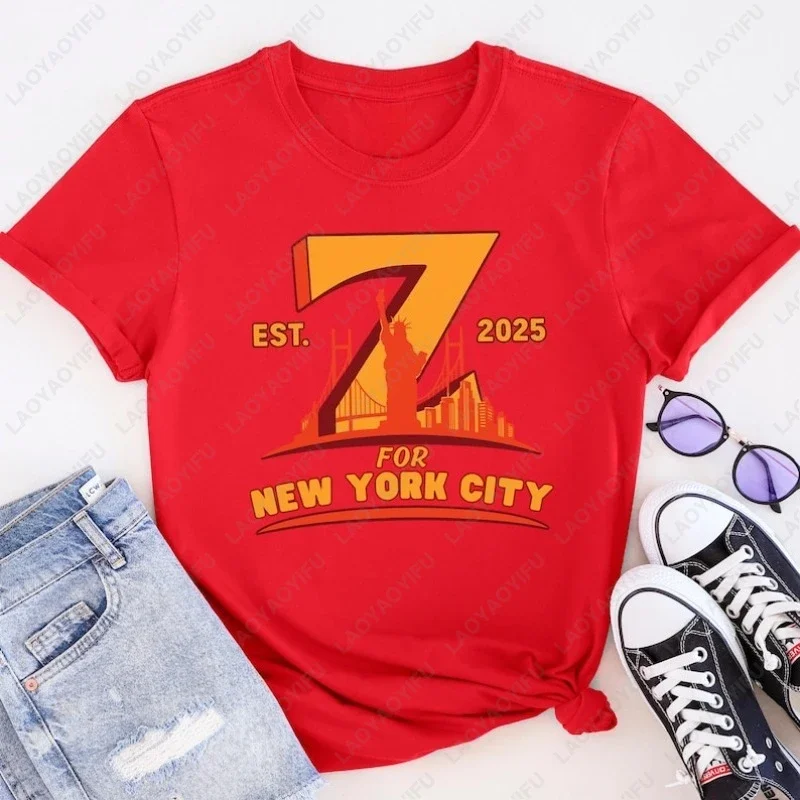 Zohran ل NYC تي شيرت الديمقراطيين Mamdani 2025 تيز العصرية شخصية القطن التي شيرت الرجال امرأة خمر بلايز عادية قصيرة الأكمام