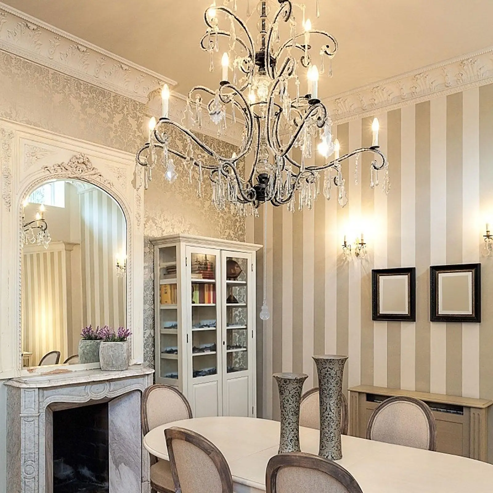 2 Pcs Pendant Chain Pull Ceiling with Running Silver Decor Extension for