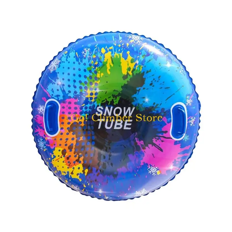 Q84C Inflatable Round Snow Tube for Winter Family Activity, 34.3 in Ride with Side Grip Straps and Easy Travel Storage