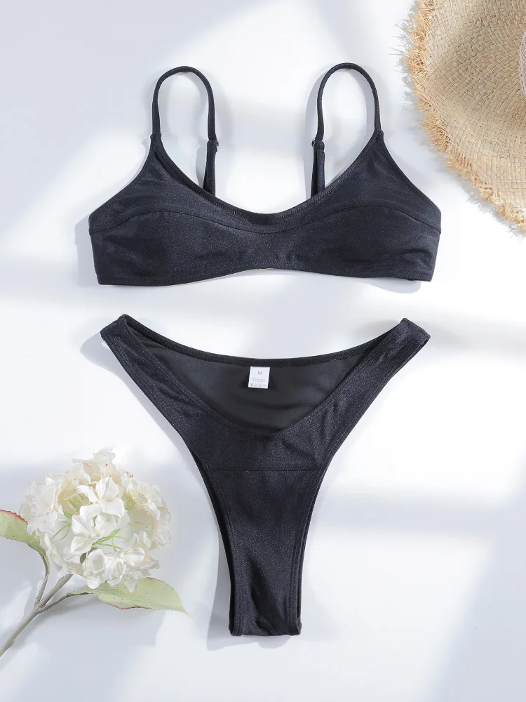 Miyouj Push Up Bathsuit Sexy Bikini Solid Two Piece Suit Triangle Swimwear 2026 Swimsuits Low Waist Bikinis High Cut Bathwear view 5