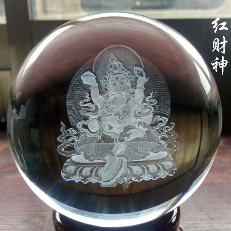 Southeast Asia Buddhism efficacious Recruit money God of wealth red Jambhala FENG SHUI Talisman 3D Crystal ball statue
