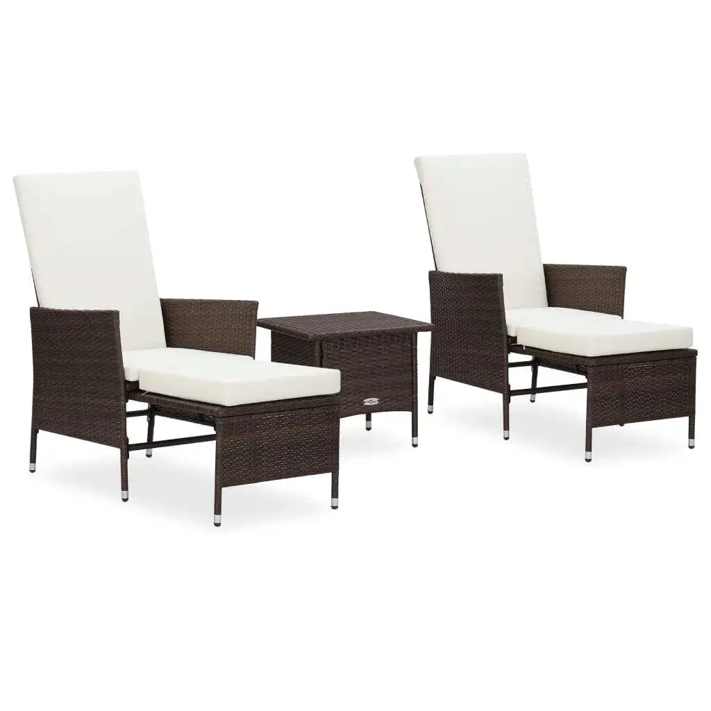 

Modern Garden Lounge Furniture Set Brown Cream White