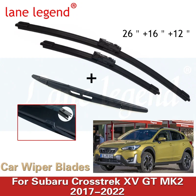 

For Subaru Crosstrek XV GT MK2 2017~2022 Front Rear Set Windshield Windscreen Wiper Blades Cleaning Replacement Car Accessories