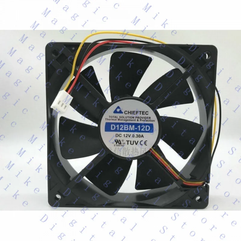 UU  1 PCS  Fan  12CM 3 Pin cooling fan D12BM-12D DC12V 0.30A 12025