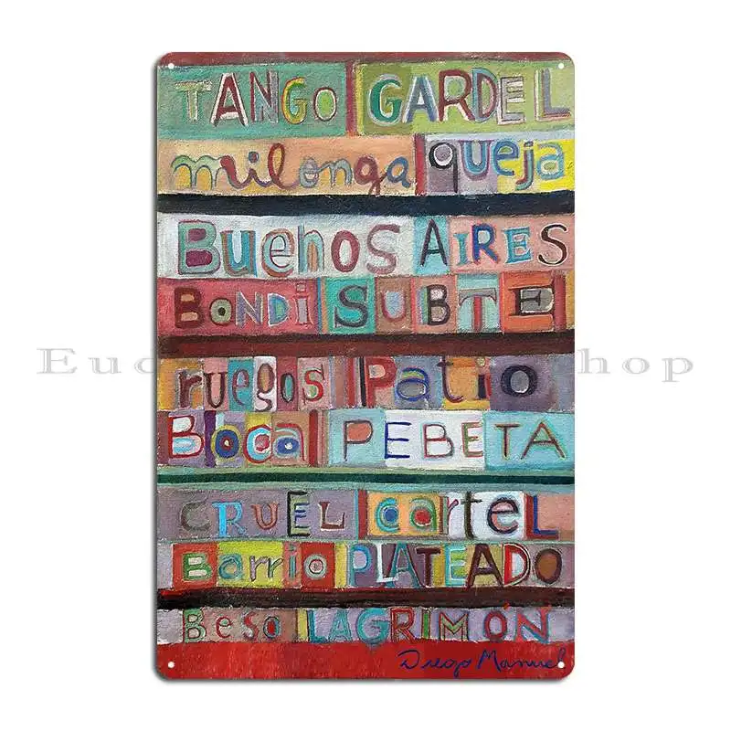 Words Of Buenos Aires 2 Metal Sign Club Customize Printing Pub Cinema Tin Sign Poster