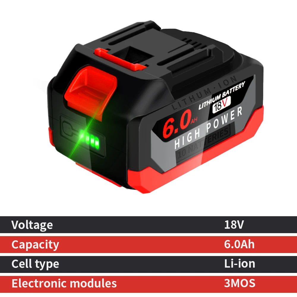 Batteria al litio compatibile Makita 6.0Ah 18V sostituzione BL1850 BL1840 BL1440 con Display per batteria per utensili elettrici Makita