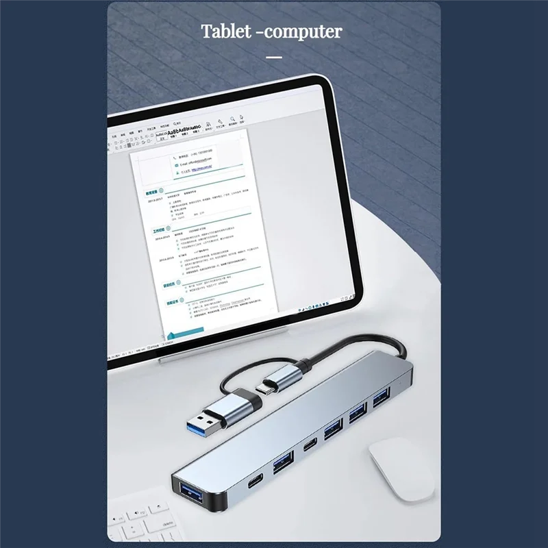 7 In 1 USB Extender USB Dock Station With 4 USB Port 2 USB C Port For PC Laptop/Phones And More Devices