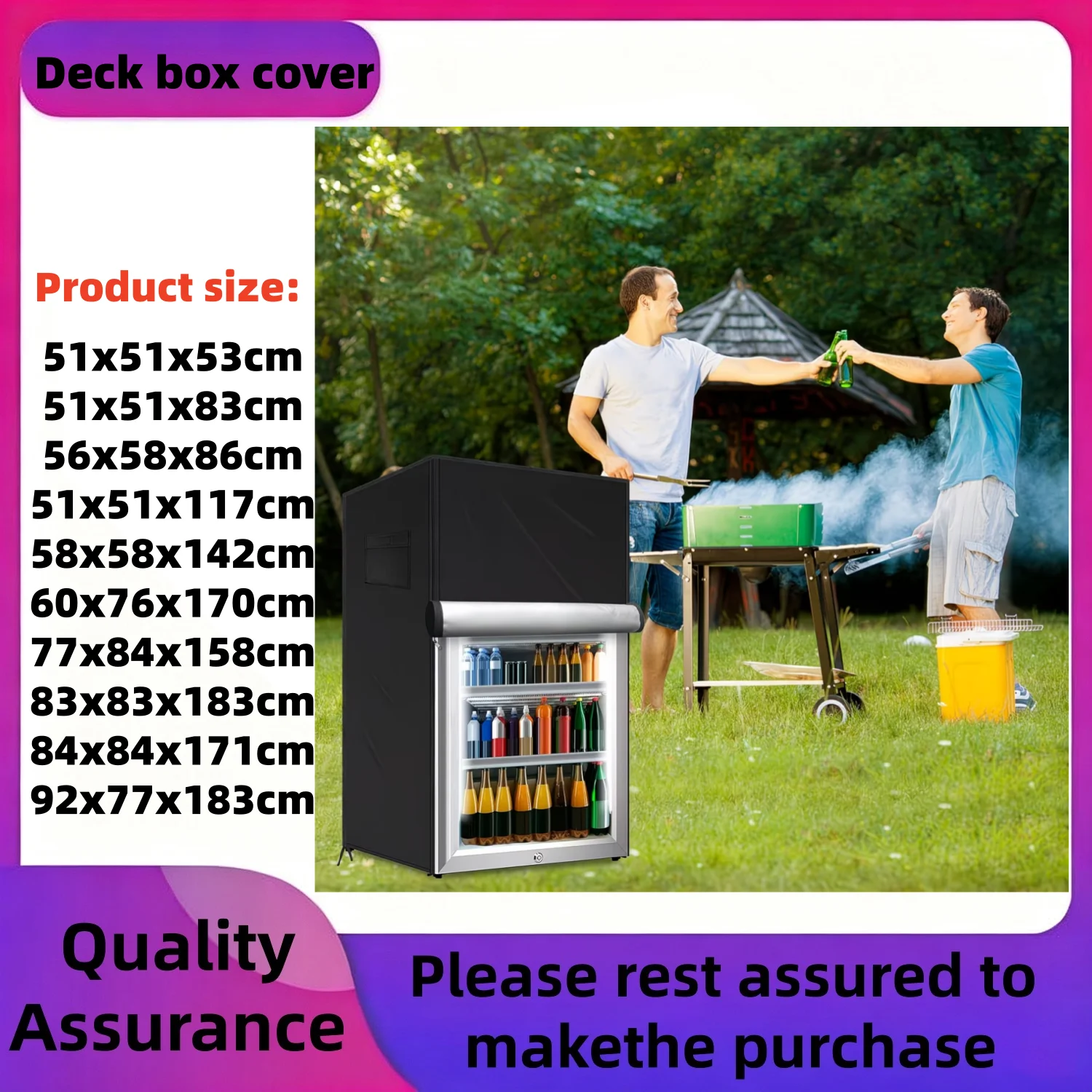 Outdoor Refrigerator Cover Dustproof Freezer for Protecting Upright Freezers/Beverage  Outdoor, Black