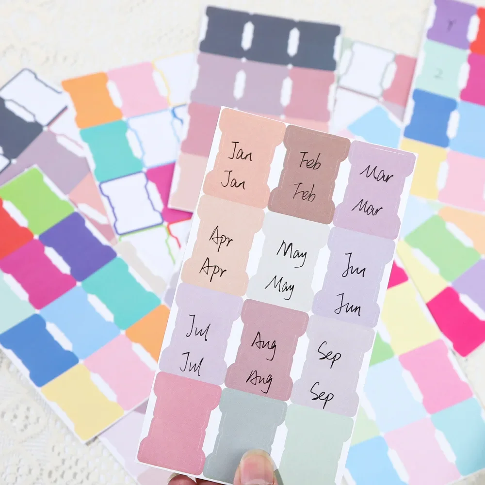 10 Sheets Adhesive Index Tabs, Writable Blank Label Stickers, Double-Sided Page Markers for Planner Monthly Marking