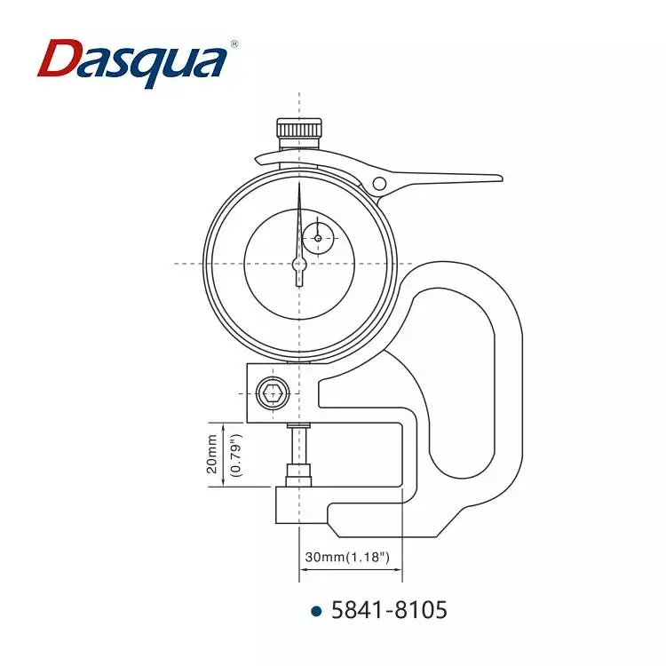 Dasqua-medidores de espesor de Dial de goma con marco de Metal de 0-30mm para textiles