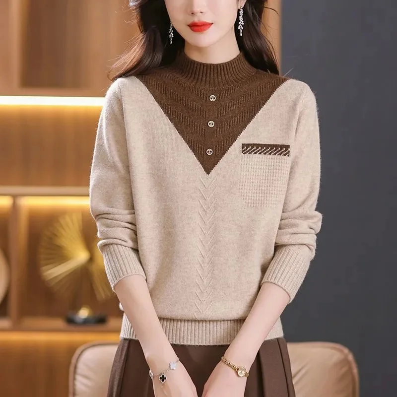 New Knitting Pullover Sweater Long Sleeve Bottom Shirt Slim Turtleneck Sweaters Autumn Winter Soft Blouse Jumpers For Women