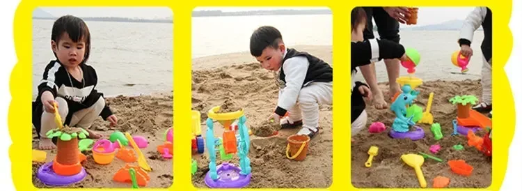 [Funny] 4 Player Kids Summer Outdoor Beach Sandpit Toy Sand Bucket Water Wheel Table Play Set play water play sand education Toy